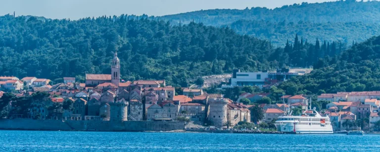 Korčula old town seen from the sea, Croatia